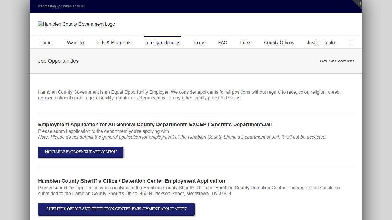 Job Opportunities - Hamblen County Government